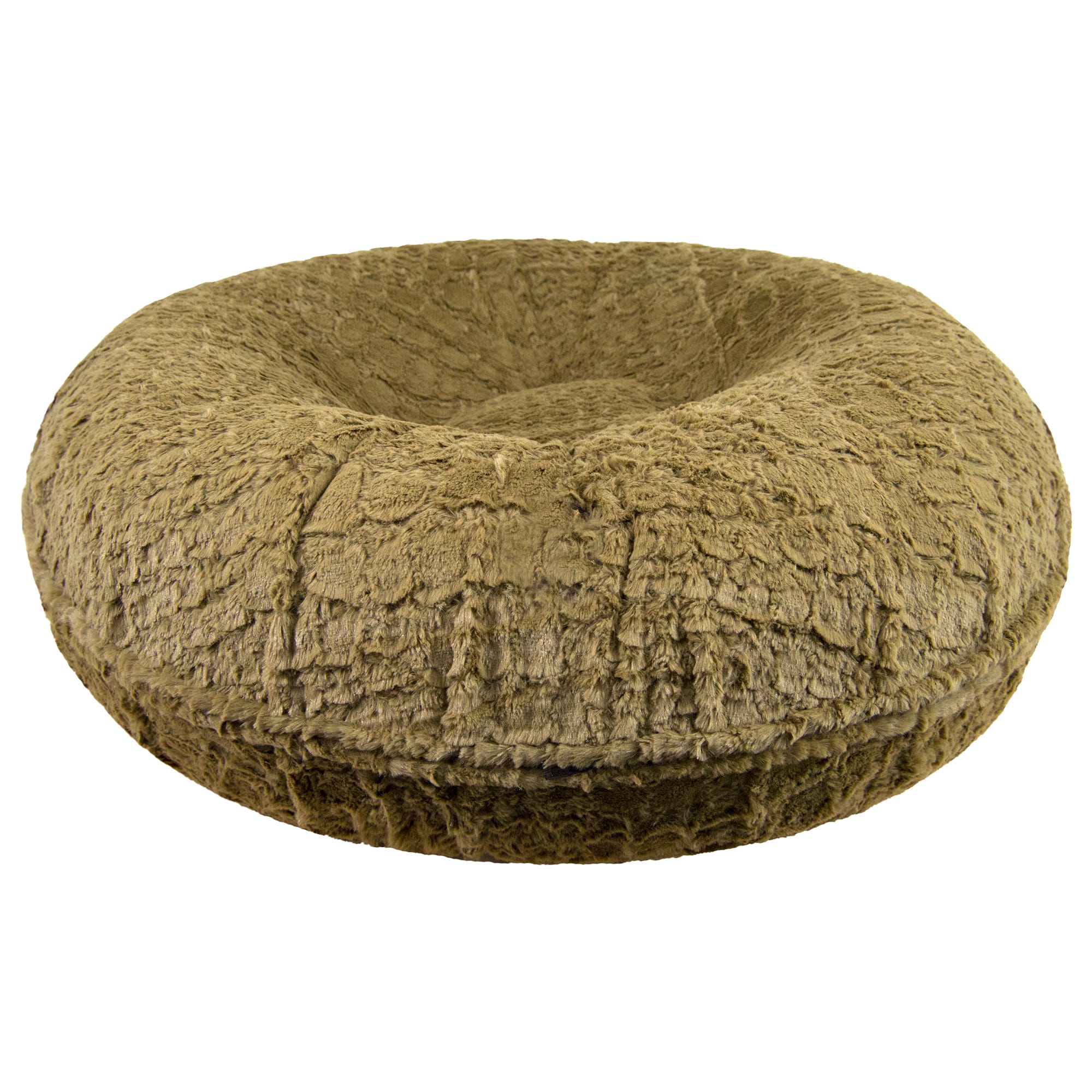 Bessie and Barnie Signature Serenity Fawn Luxury Extra Plush Faux Fur Bagel Dog Bed， 24