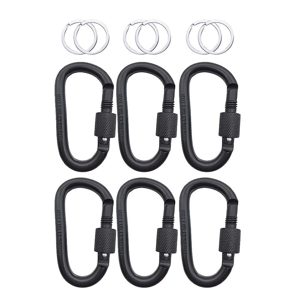 12pcs  Aluminum Locking Carabiner Clip Hook D Shape Locking Carabine Keychains