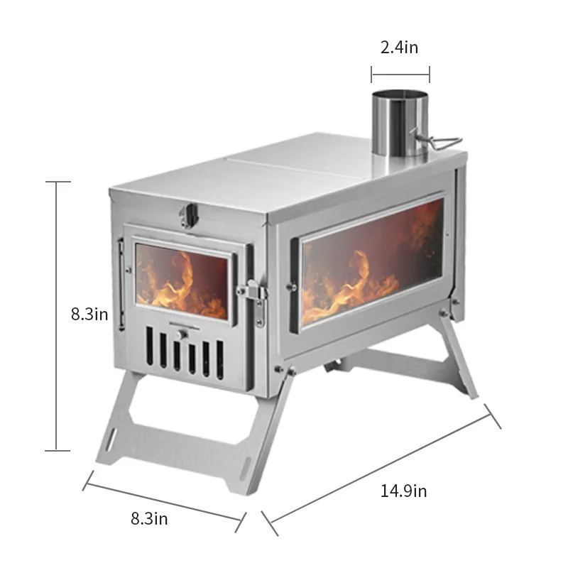 Outdoor Cooking Hiking Camping Stove 304 Stainless Steel Portable Tent Wood Stove