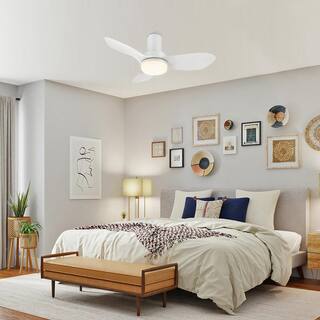 CARRO Nefyn 36 in. Color Changing Integrated LED Indoor Matte White 10-Speed DC Ceiling Fan with Light Kit and Remote Control HYDC363V2-L12-W1-1-FM