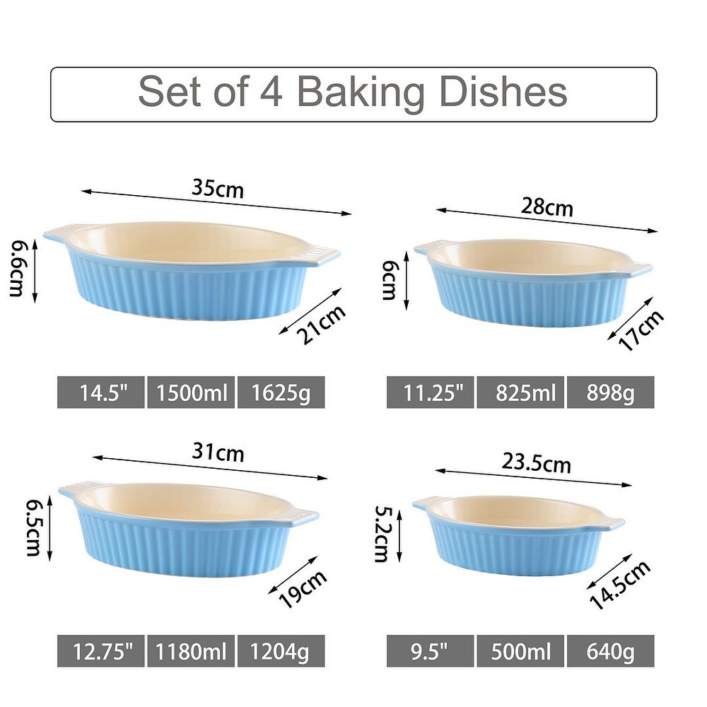 MALACASA  Series Bake.Bake  Ceramic Oval Baking Dish Bakeware Set