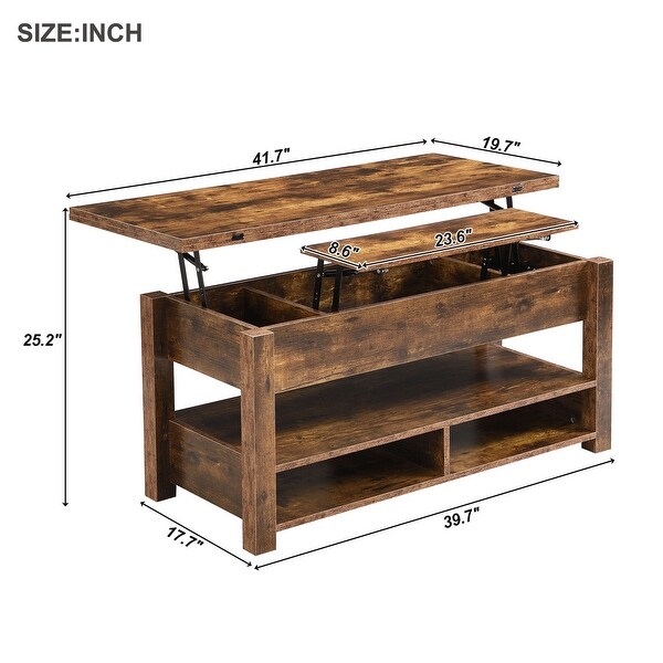 MultiFunctional Lift Top Coffee Table with Open Shelves