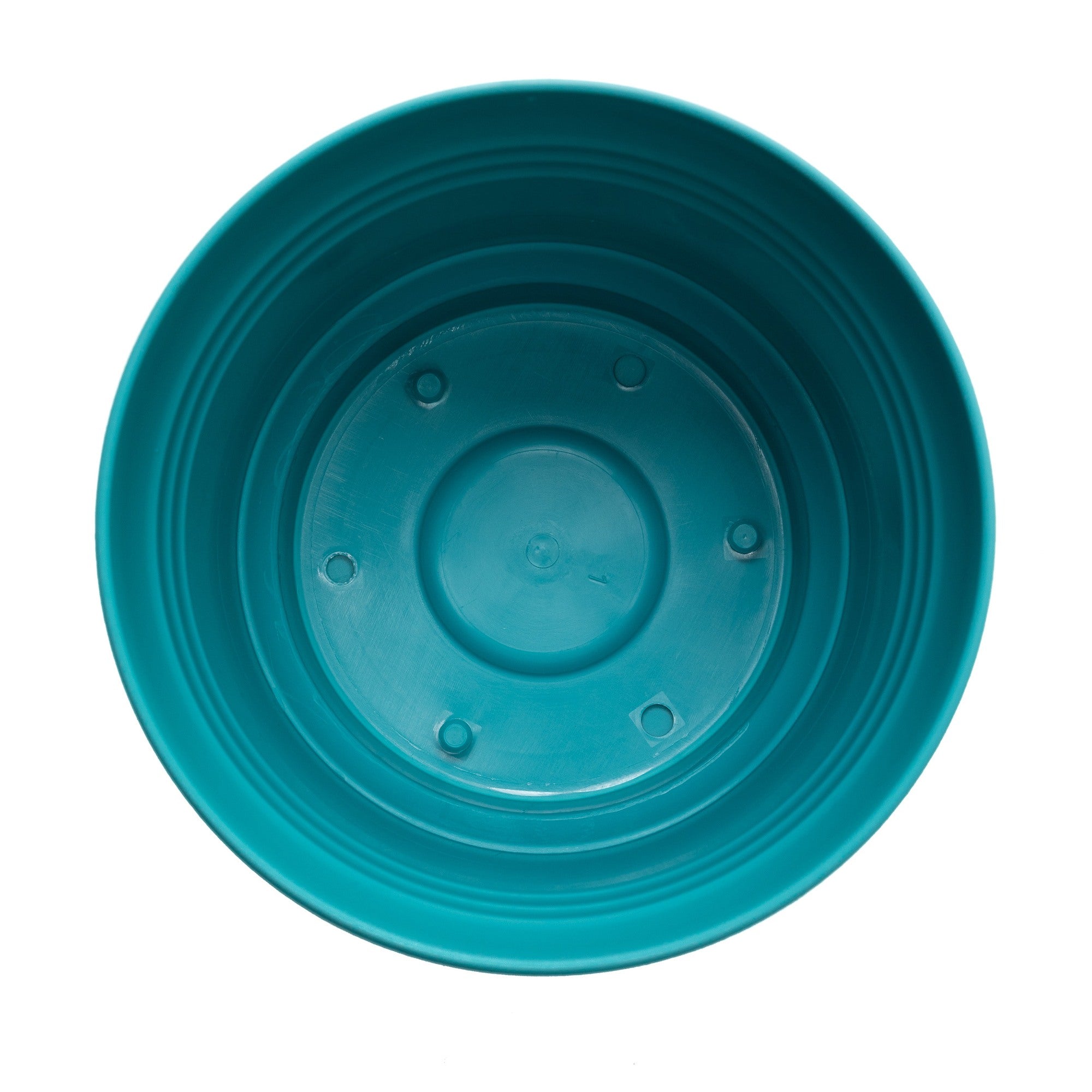 Bloem Saturn Round Planter with Saucer Tray: 14" - Bermuda Teal