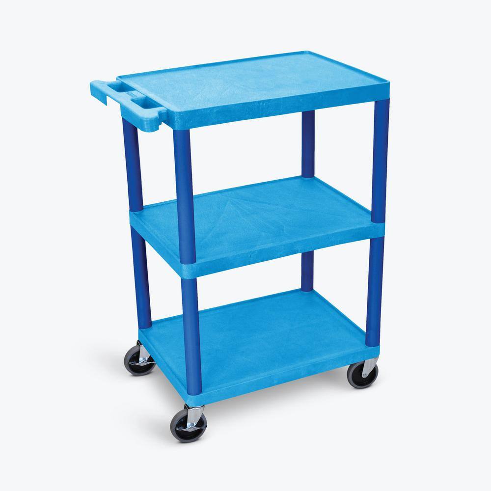 Luxor HE 24 in. W x 18 in. D x 34 in. H 3-Shelf Utility Cart in Blue HE34-BU