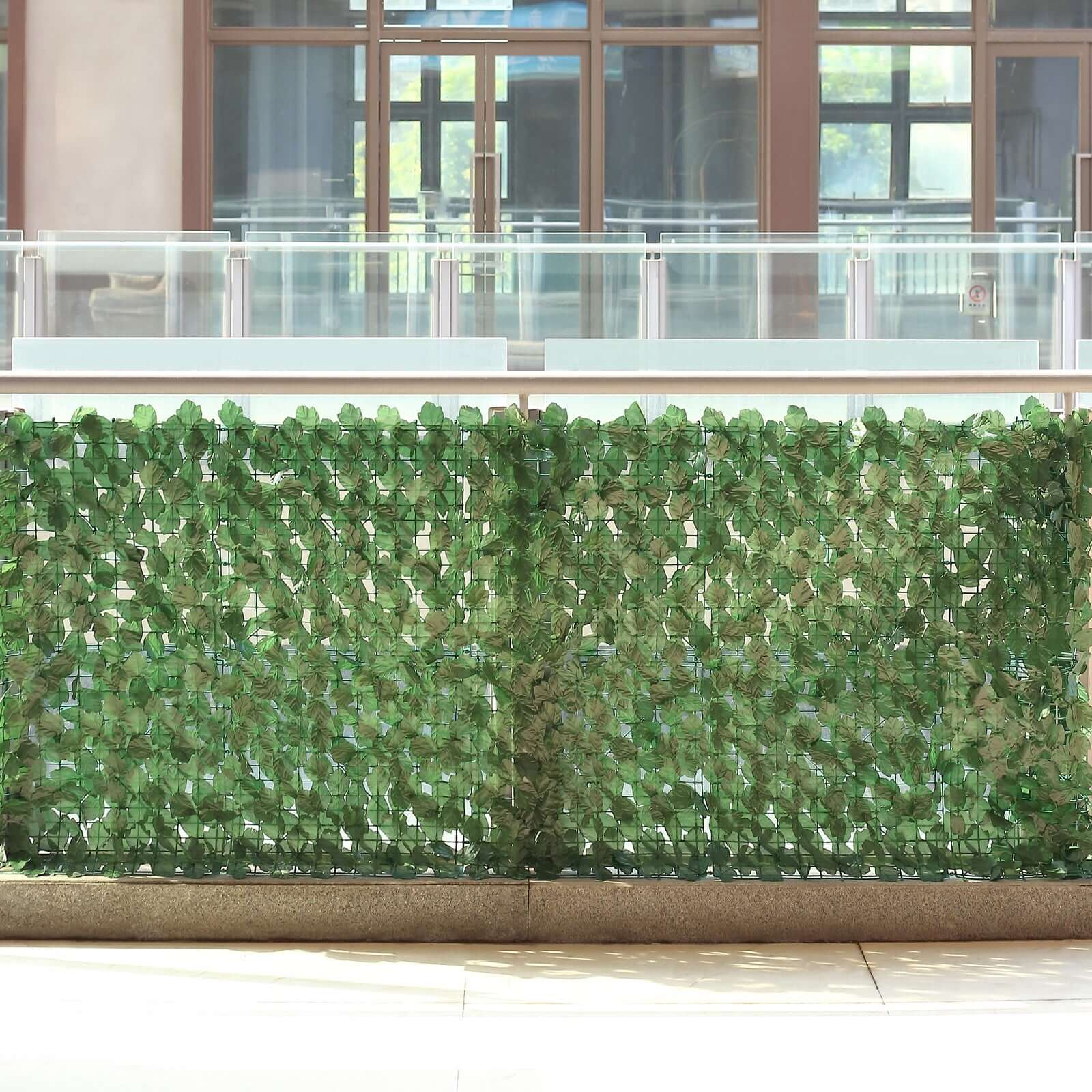 12 Pack Dark Green Artificial Ivy Privacy Screen Fence Wall Panel, Faux Leaf Hedge Greenery Garden Decor - 32 Sq. ft.