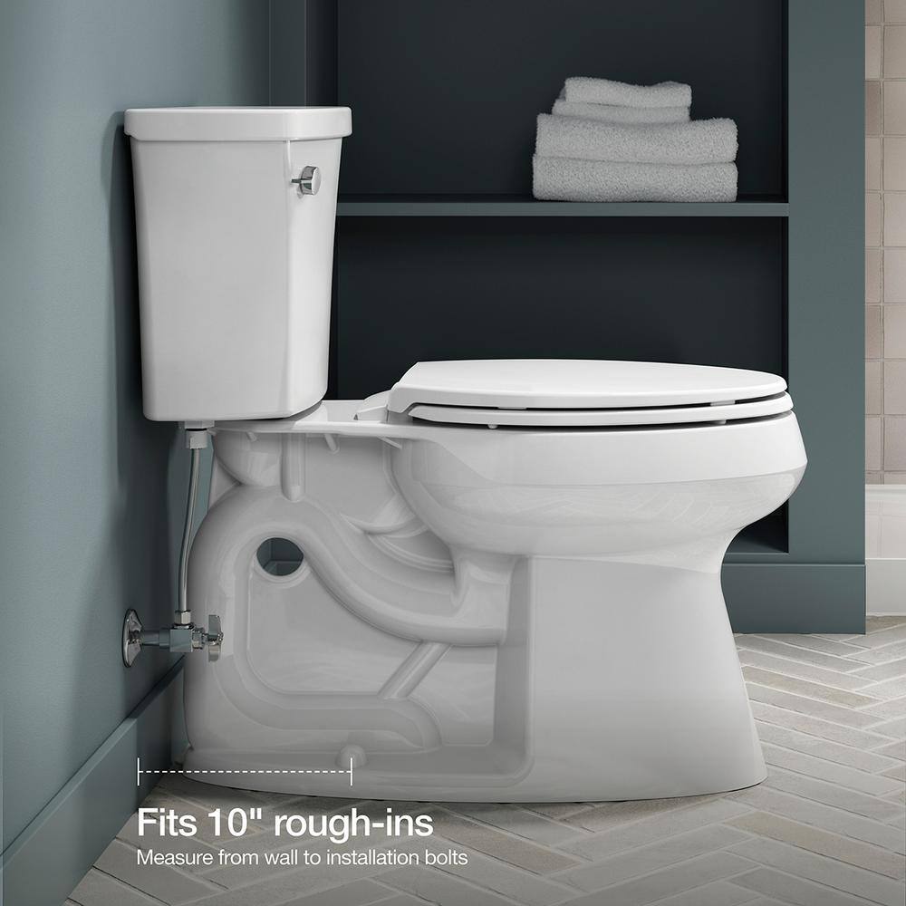 KOHLER Highline 10 in. Rough-in Complete Solution 2-Piece 1.28 GPF Single Flush Elongated Toilet in White (Seat Included) K-78206-0