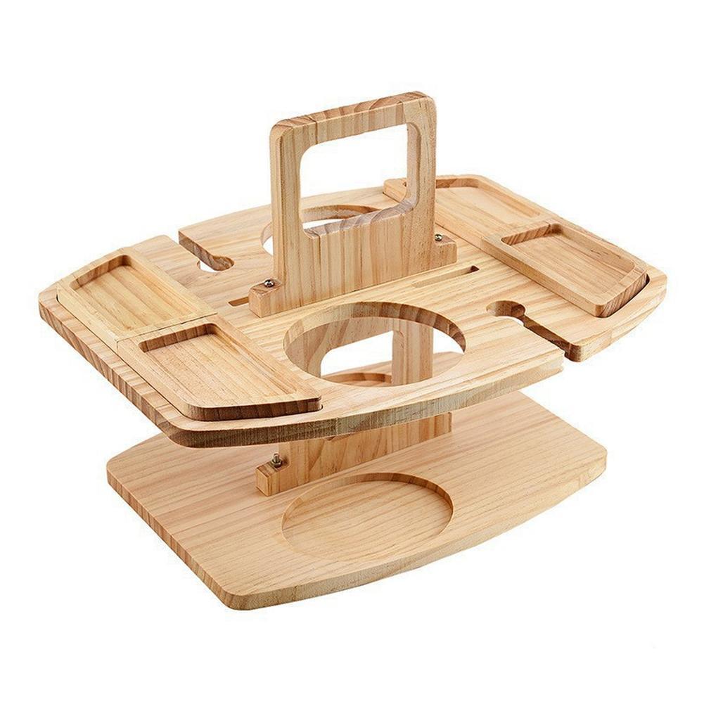 ZHANGLU Wooden Outdoor Folding Picnic Table，Creative 2 in 1 Mini Picnic Table Compartmental Dish for Cheese，Fruit and Wine，Portable Picnic Table Foldable Table with Handles Z7Z3