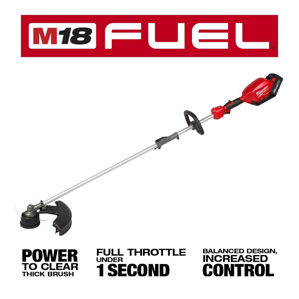 MW M18 FUEL 18V Lithium-Ion Cordless Brushless String Trimmer with Attachment Capability with M18 6-Port BatteryCharger 2825-20ST-48-59-1806