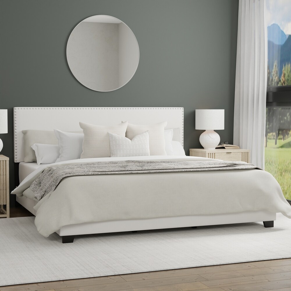 Gayle Nailhead Trim Upholstered Bed  White Faux Leather  by Hillsdale Living Essentials