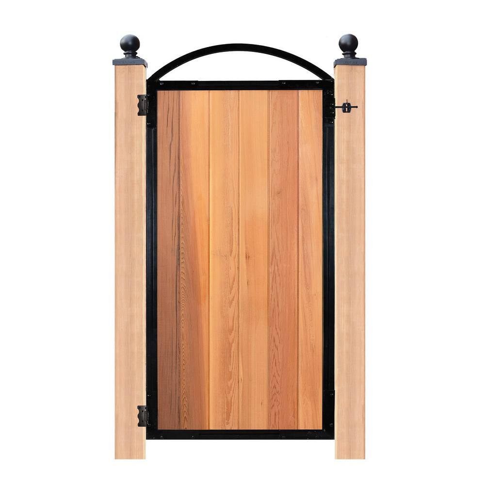 NUVO IRON Black Galvenized Steel 6-Board Gate Frame for 36.25 in. W Opening with Removable Arch PRO6