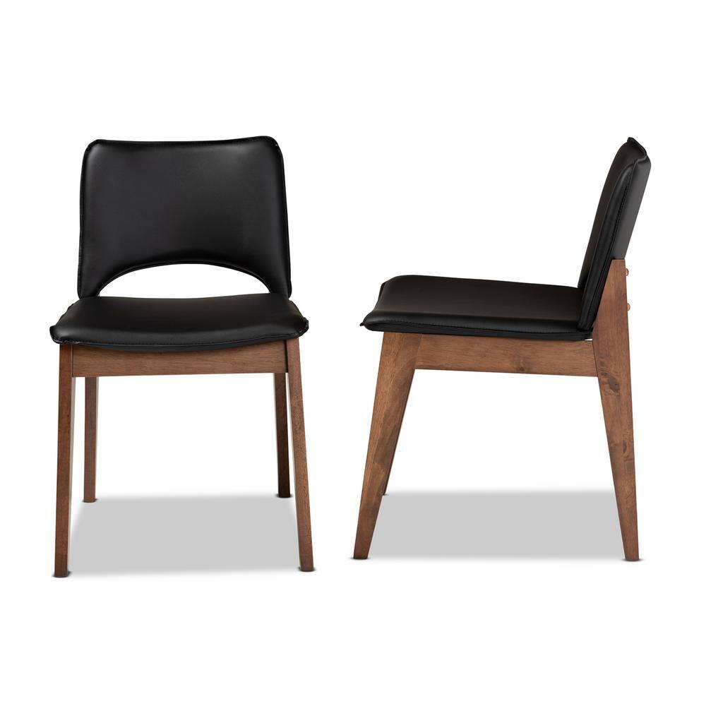 Baxton Studio Afton Black and Walnut Brown Dining Chair (Set of 2) 188-2P-11923-HD