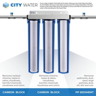 ISPRING 3-Stage Whole House Water Filtration System w 20 in. x 2.5 in. Oversized Fine Sediment and Carbon Block Filters WCB32-O