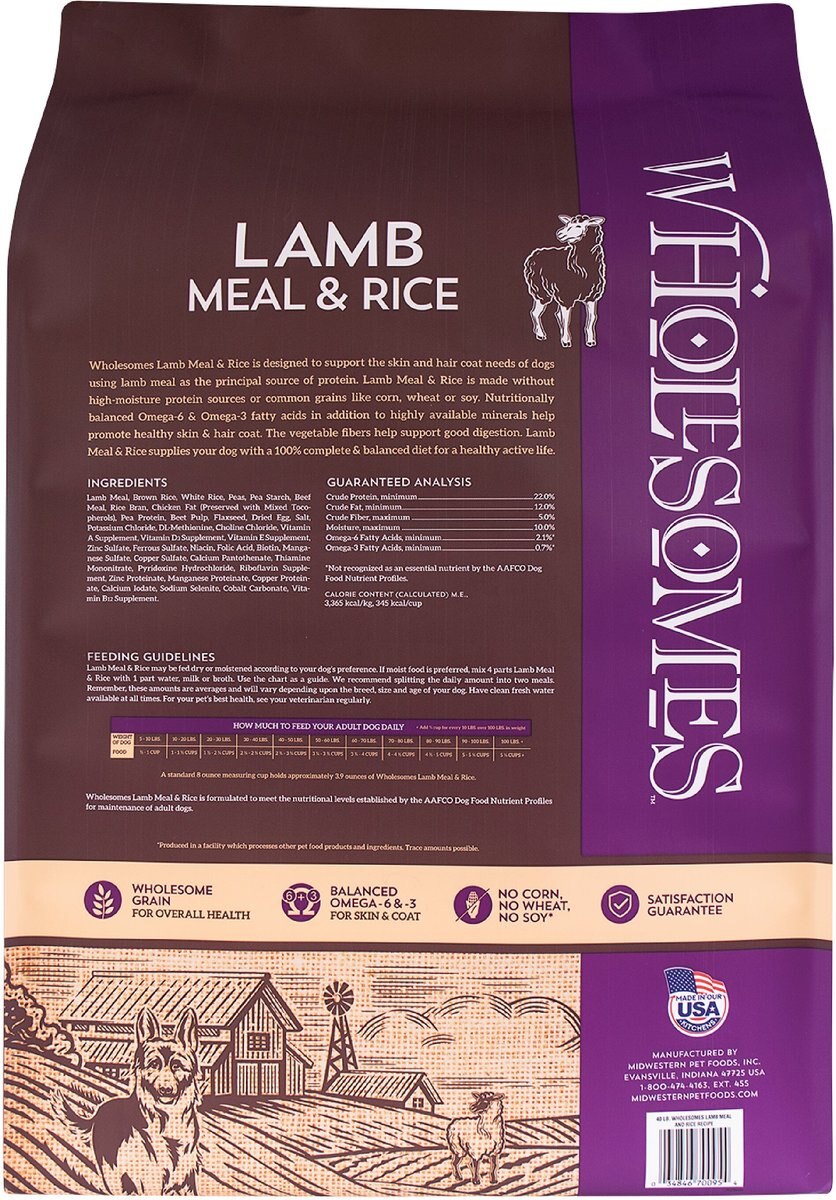 Wholesomes with Lamb Meal and Rice Formula Dry Dog Food