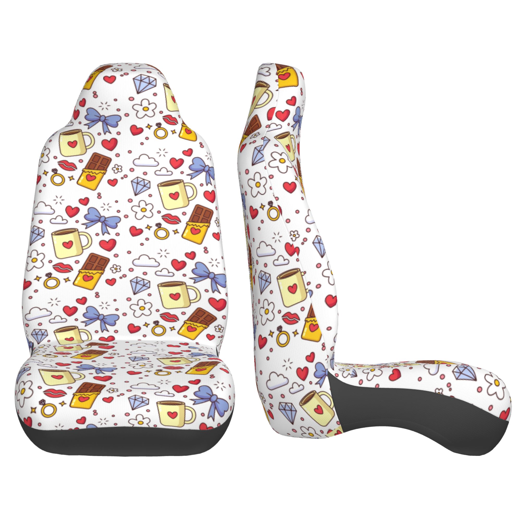 ZICANCN Car Seat Cover Chocolate and Diamond Print Car Front Seat Covers Protectors ， Automotive Seat Covers for Cars Trucks Suv