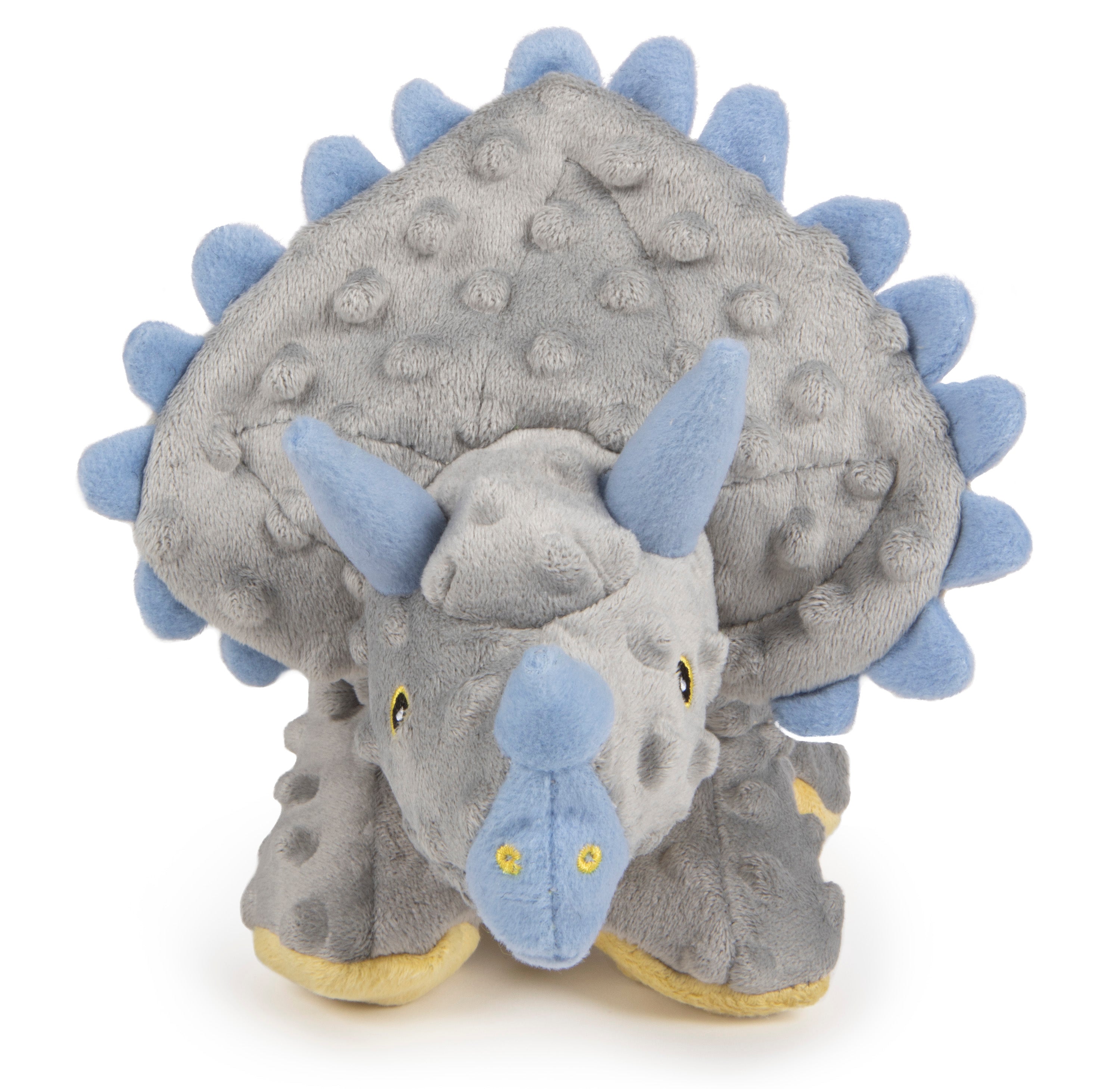 goDog Dinos Frills Squeaker Plush Pet Toy for Dogs and Puppies， Soft and Durable， Tough and Chew Resistant， Reinforced Seams - Gray， Large