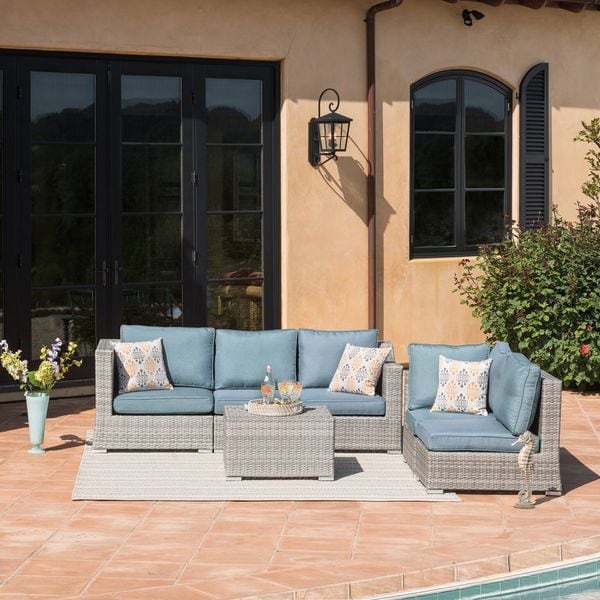 Corvus Martinka 6pc. Outdoor Grey Wicker Sectional Set