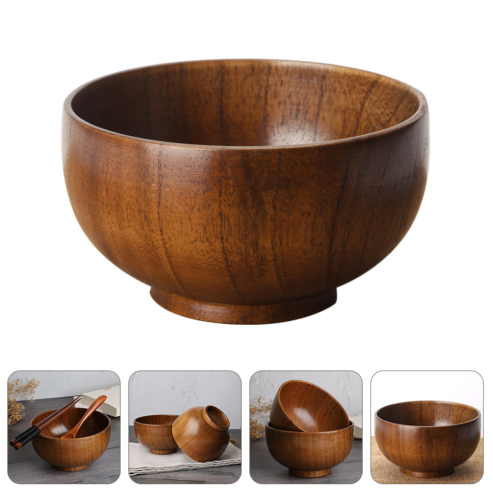 NUOLUX 1pc 10X6.5CM Practical Wood Salad Bowl Creative Thicken Fruits Bowl Round Bowl