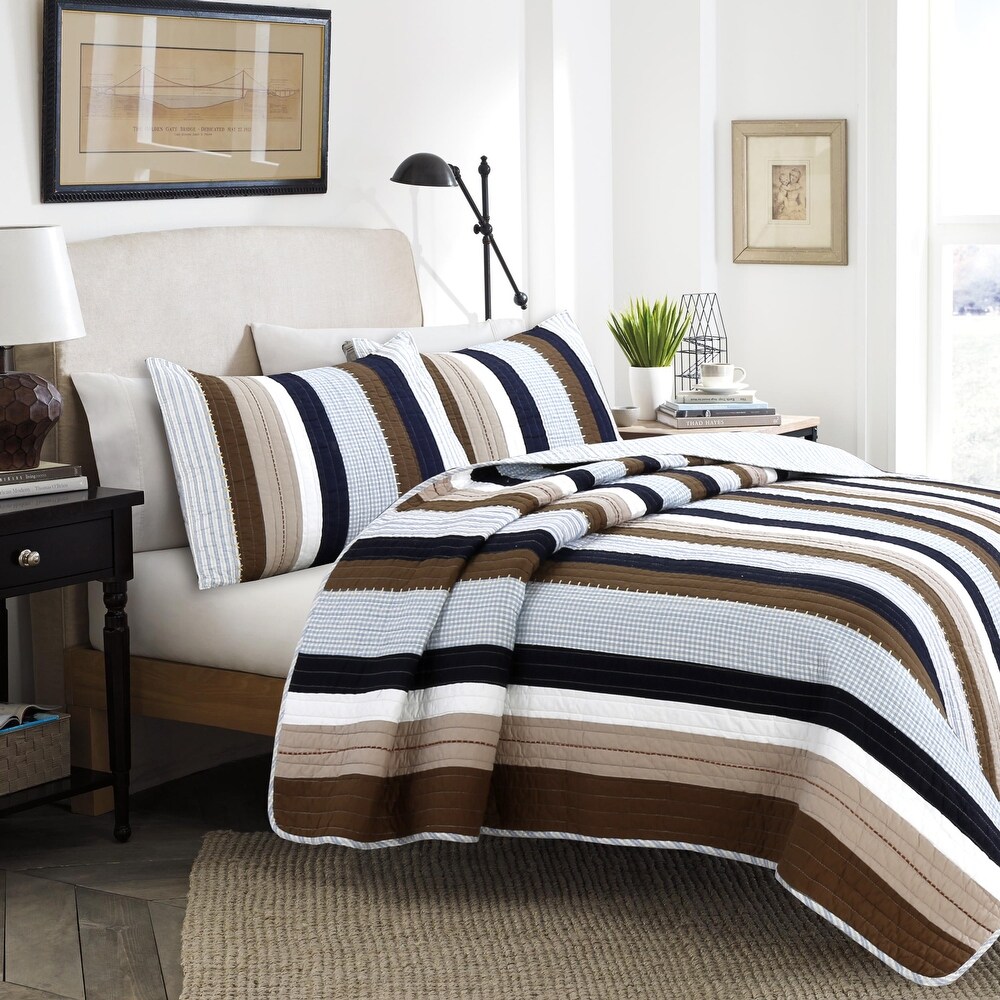 Copper Grove Comfrey 3 piece Stripe Quilt Bedding Set