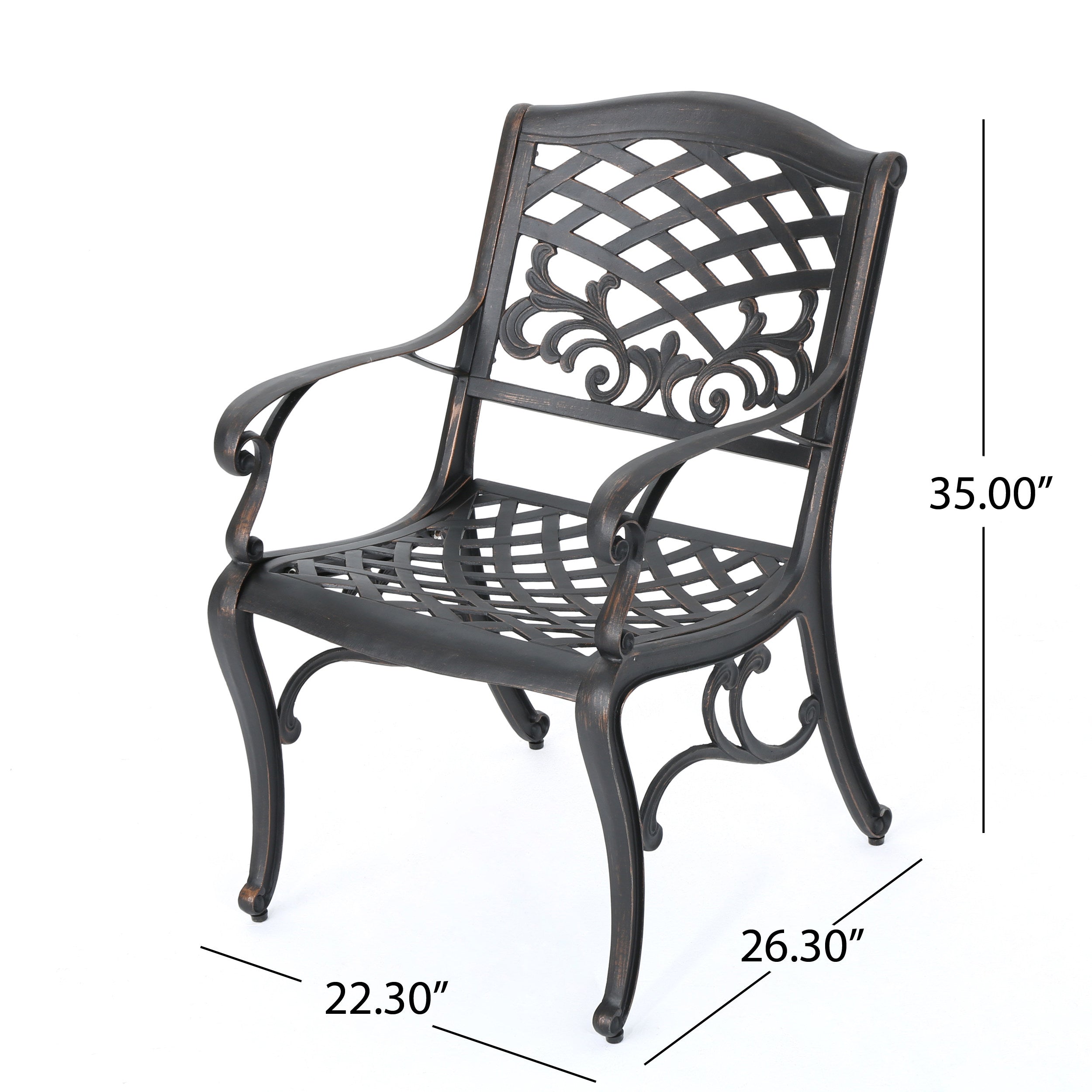 Myrtle Beach Outdoor Patina Copper Finished Aluminum Dining Chairs (Set of 2)