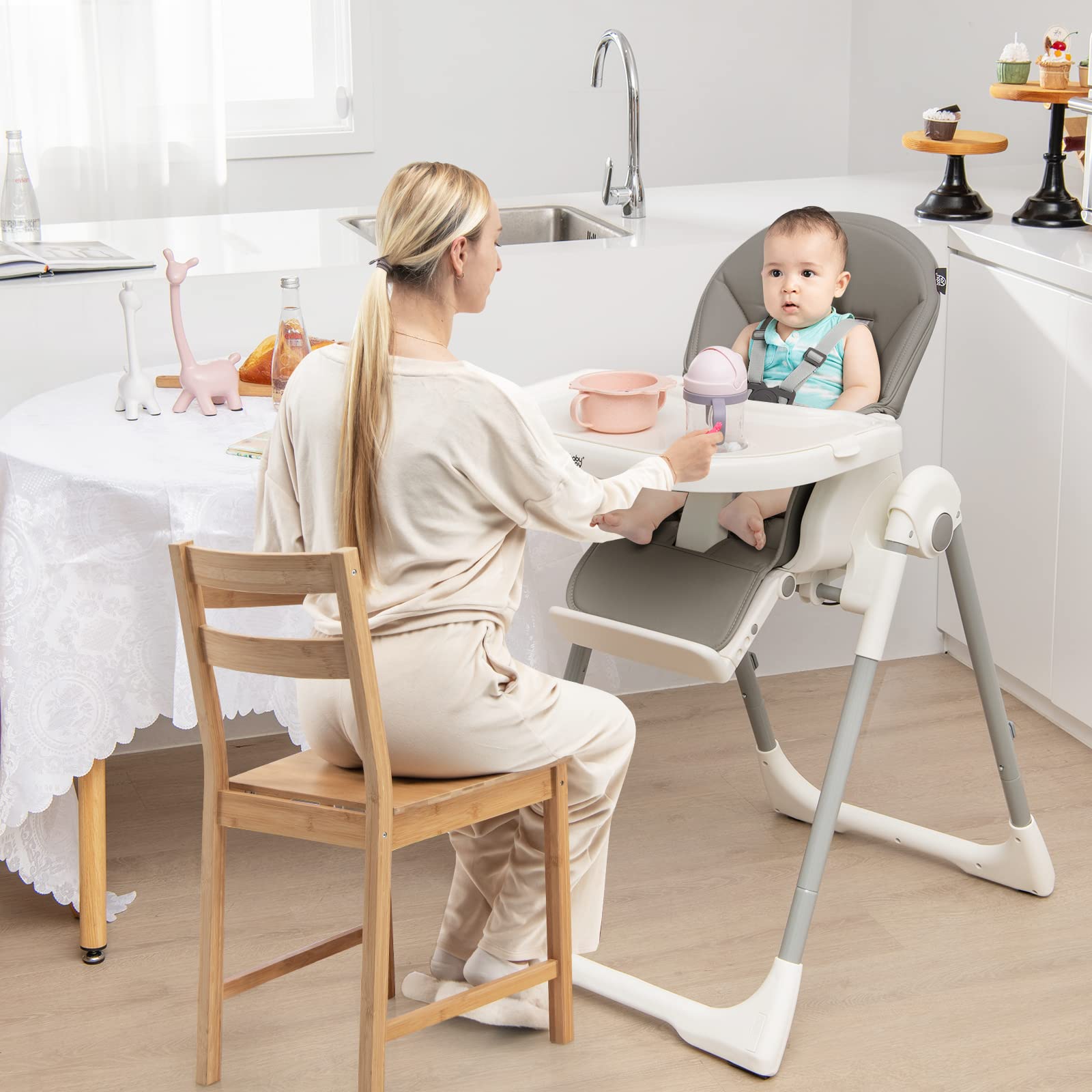 Costzon High Chair, Foldable Highchair