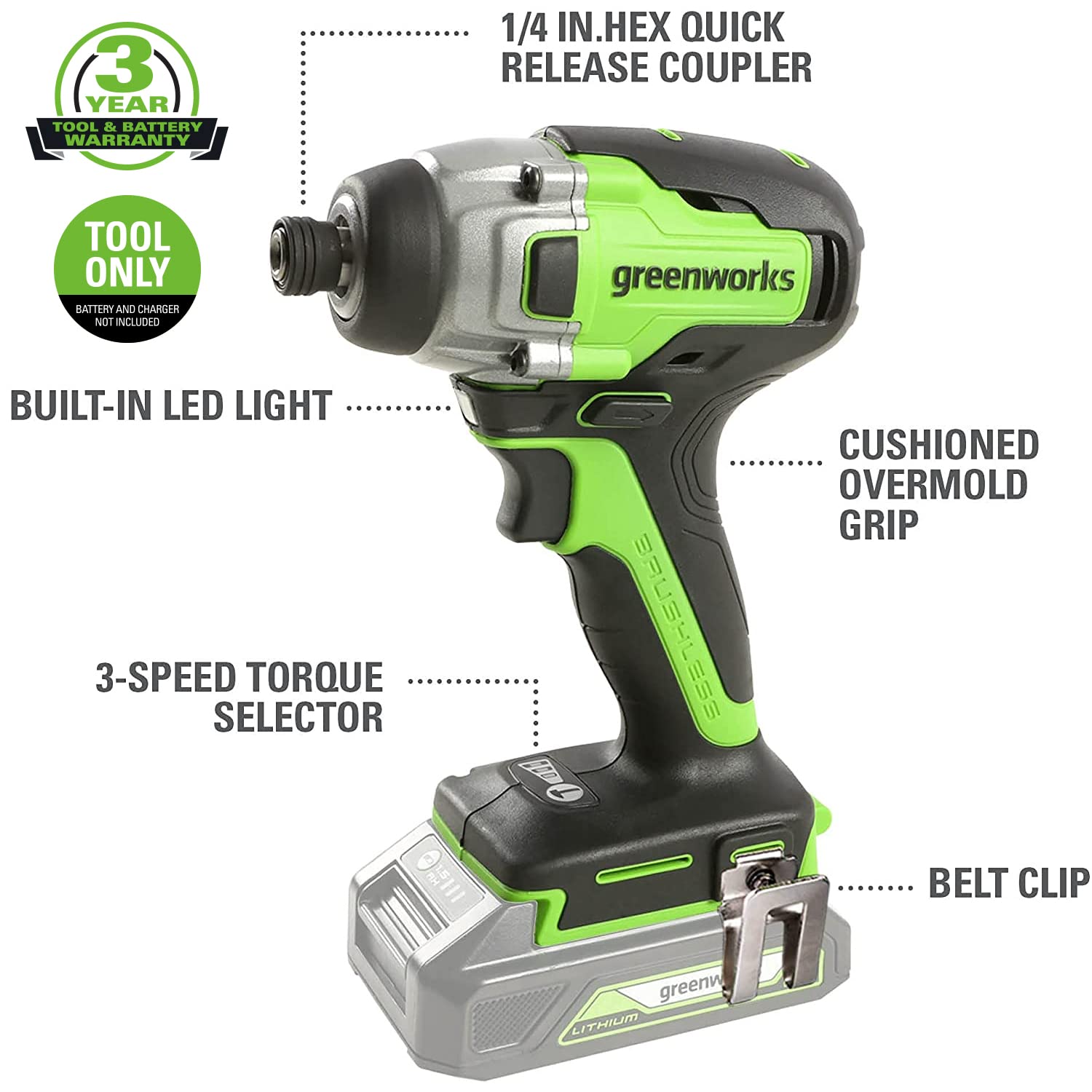 24V Brushless Drill， Impact Driver  Jig Saw Combo Kit  Tool Bag | Greenworks Tools