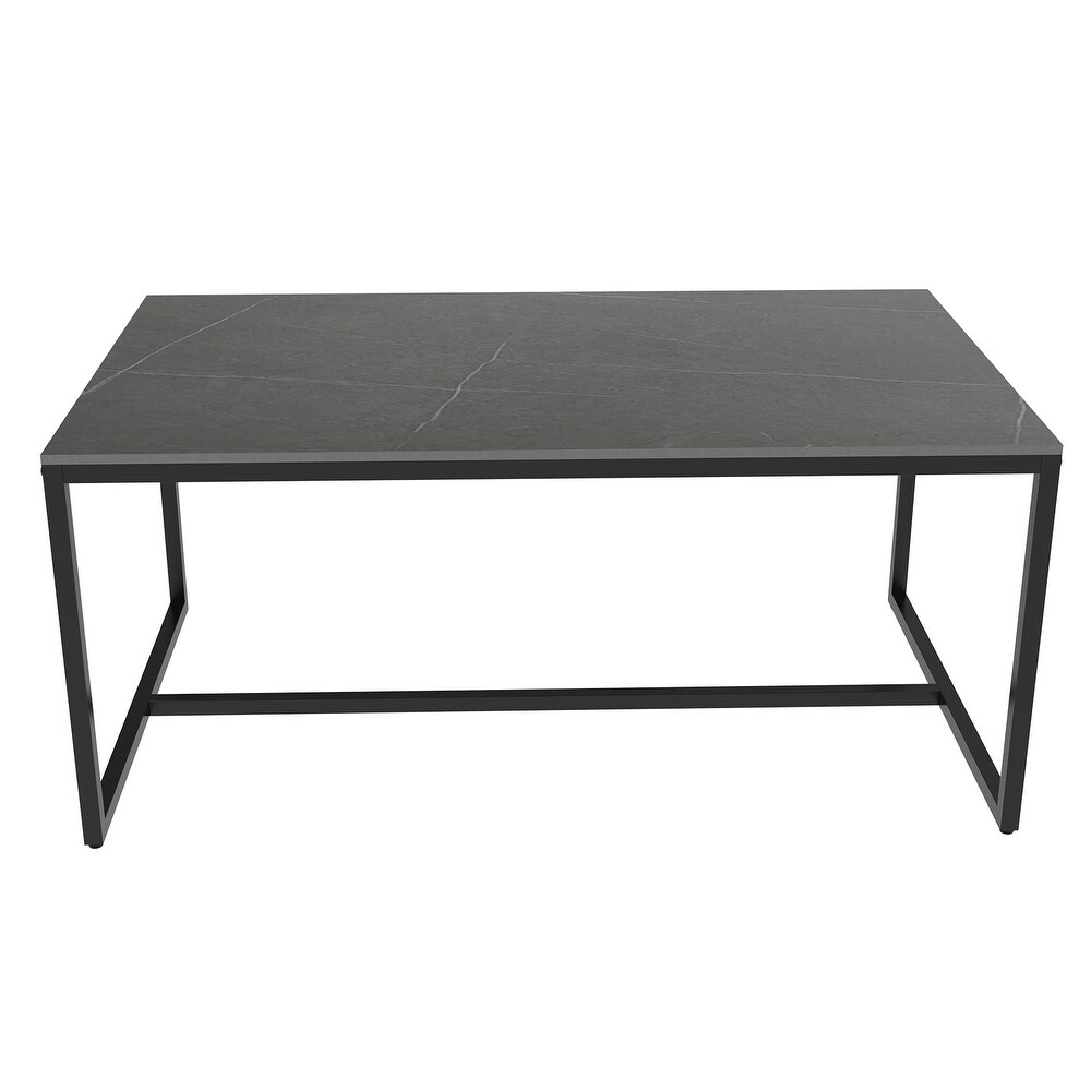 Frame Coffee Table Rectangular Cocktail Table Marble Metal Sofa Table   39.3x23.6x16.9in