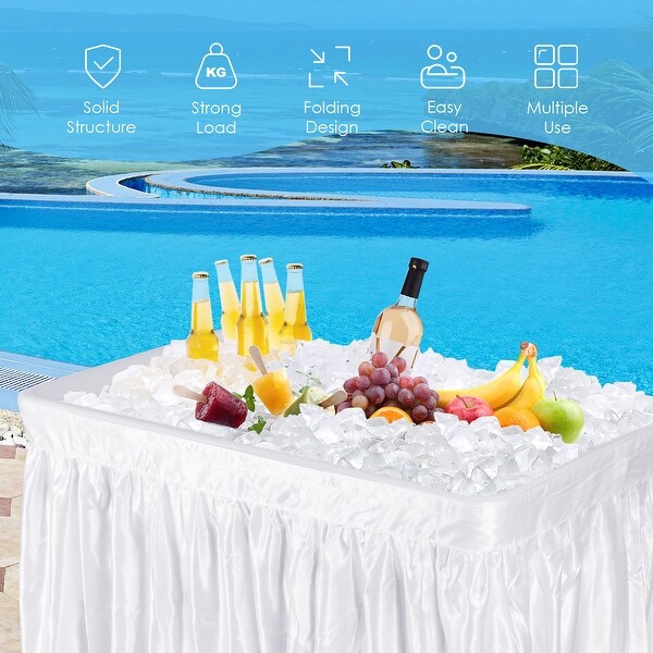 4 ft Ice Cooler Table Foldable Cold Food Keeper with Matching Skirt