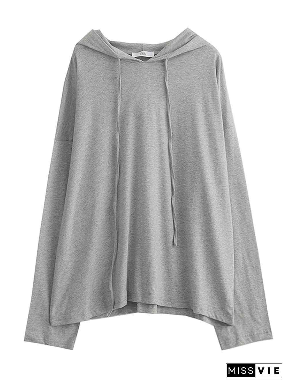 Solid Color Drawstring Long Sleeve Hoodies