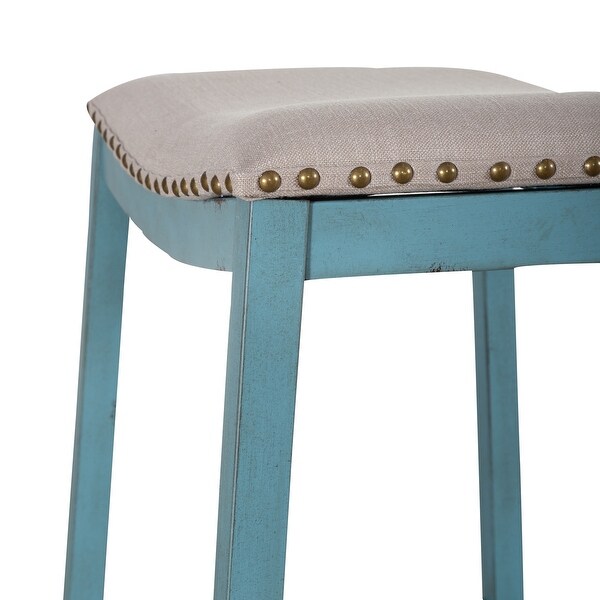 Vintage Series Distressed Metal Backless Upholstered Barstool - (Set of 2)