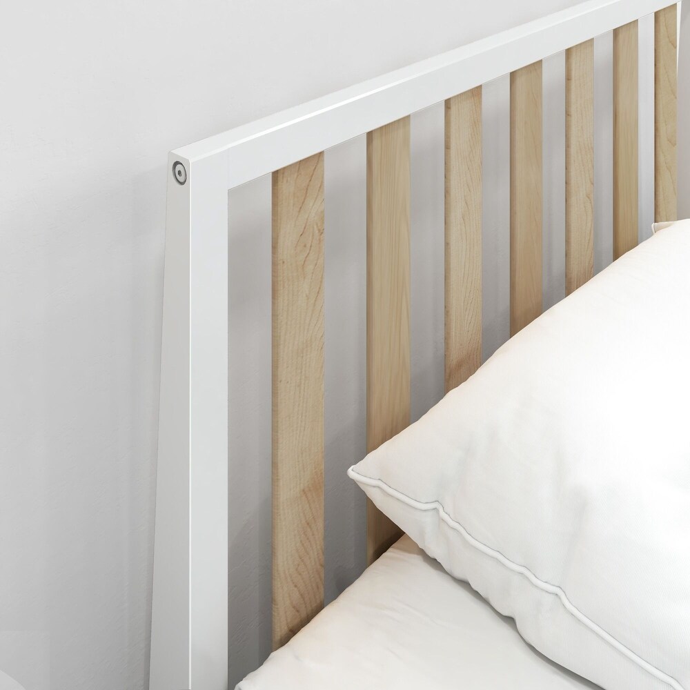 Plank and Beam Scandinavian Twin Size Bed with Slatted Headboard