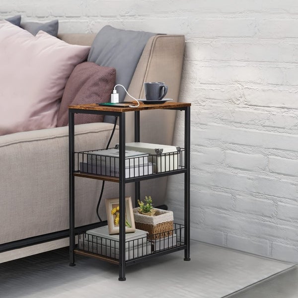 3 Tier Side Table with Charging Station