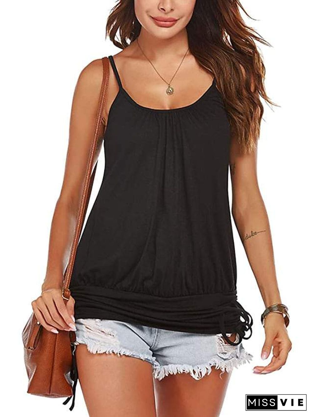 Women's Camisole Plain Round Neck Tops Basic Basic Top Black Blue Gray