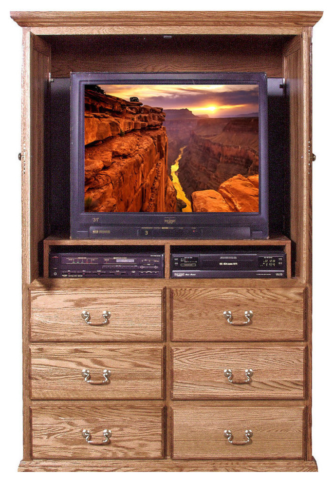 Traditional TV Armoire Shown Open   Traditional   Media Cabinets   by Oak Arizona  Houzz