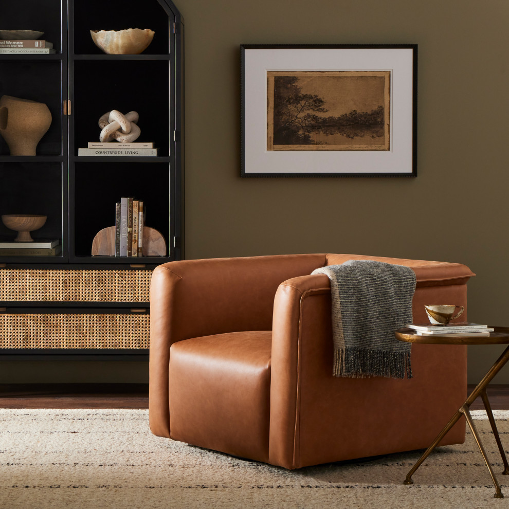 Wellborn Swivel Chair Palermo Cognac   Contemporary   Armchairs And Accent Chairs   by Zin Home  Houzz