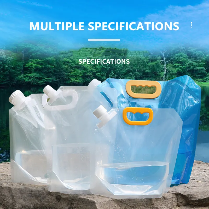 Thickened large capacity hiking water storage bag foldable portable plastic drinking water bag with straw