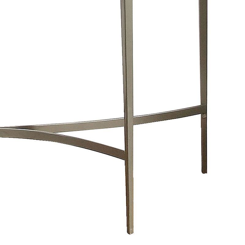 Semicircular Glass Top Sofa Table with Sleek Tapered Legs， Silver