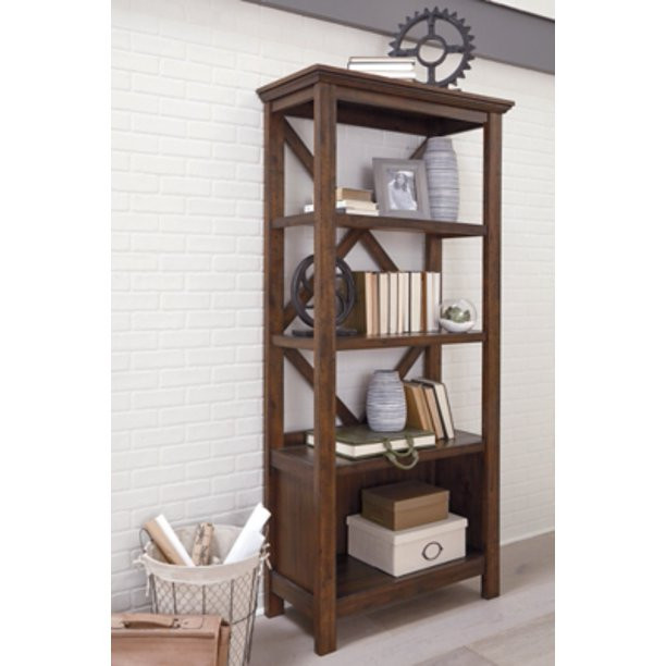 Farmhouse Bookcase  Lower Open Cubby  ampOpen Shelves With X Back   Rustic   Bookcases   by Decorn  Houzz