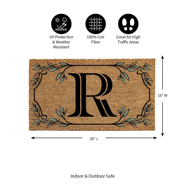 X 16 quot Monogram Coir Mat Letter quot r quot