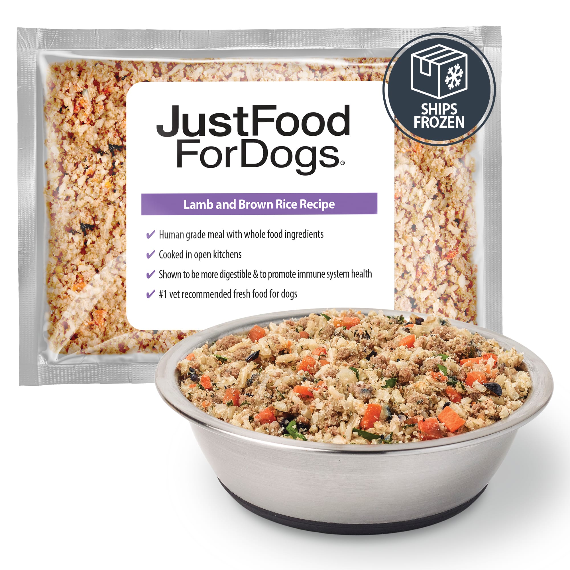 JustFoodForDogs Daily Diets Lamb  Brown Rice Frozen Dog Food， 18 oz.， Case of 7