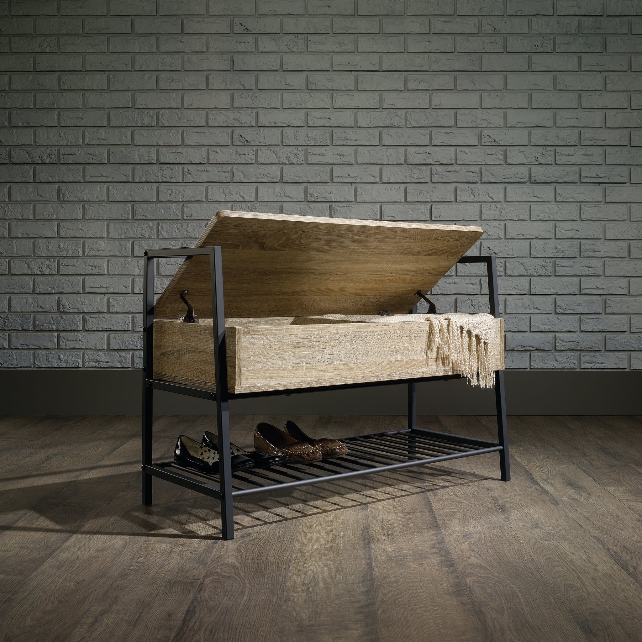 Curiod Storage Bench, Charter Oak Finish