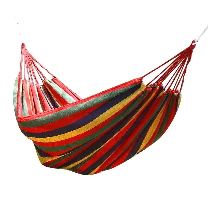 Fashion Folding Portable Garden Hiking Blue   Red Striped Canvas Fabric Travel Outdoor Hammock