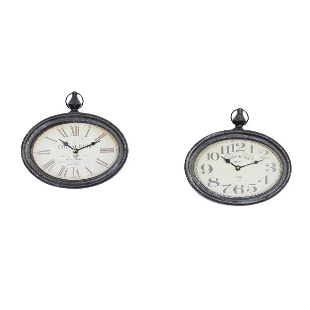 Set Of 2 Metal Pocket Watch Style Wall Clocks Cream Olivia amp May