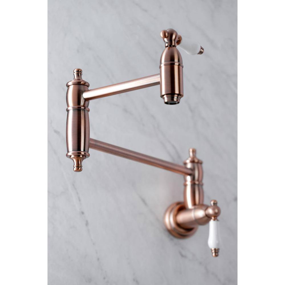 Kingston Brass Restoration Wall Mounted Pot Filler in Antique Copper HKS310PLAC