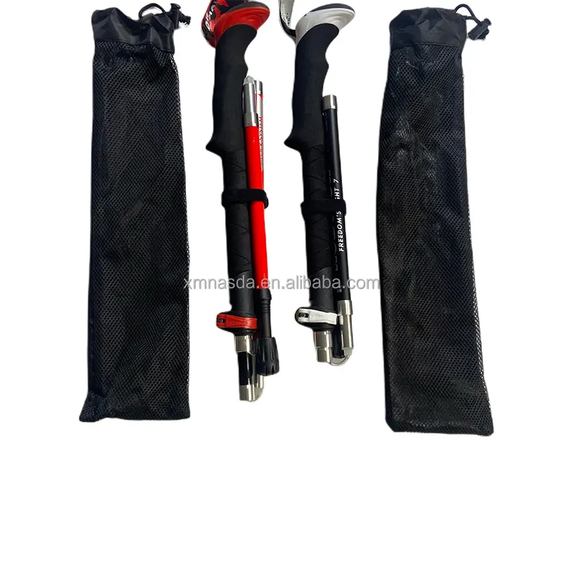 Antique Nordic Aluminium 7075 telescope stick foldable self defense hiking Sticks Trekking Pole