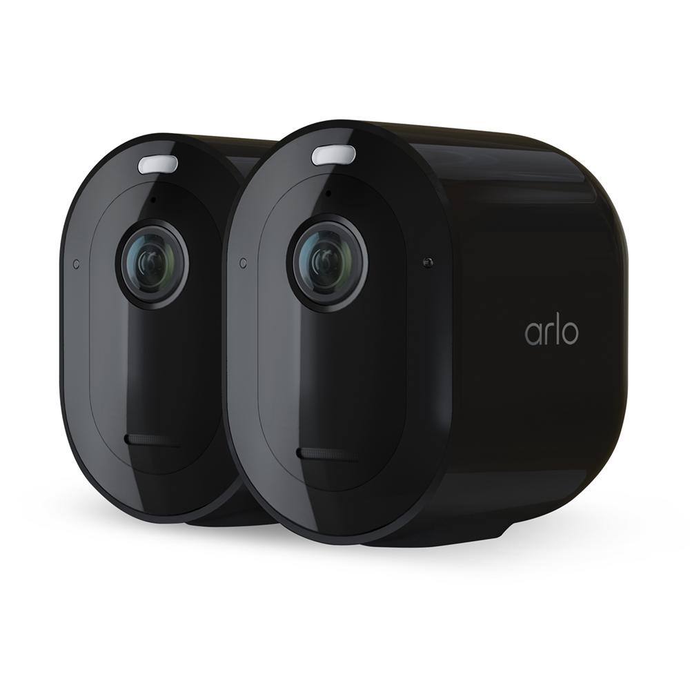 Arlo Pro 4 Spotlight Camera - Wireless Security 2K Video and HDR Color Night Vision 2-Way Audio 2 Pack Black VMC4250B-100NAS