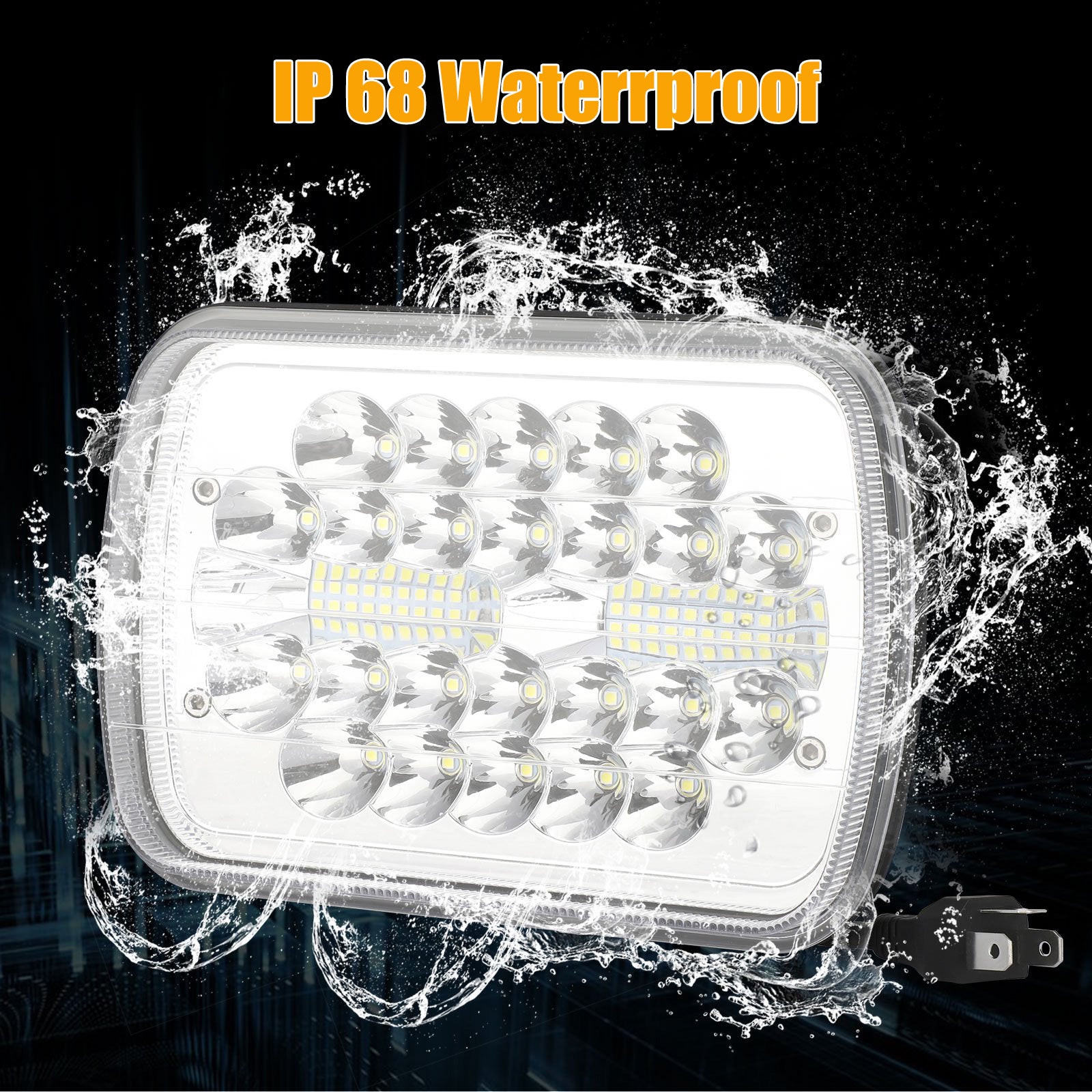 LED Headlights with PMMA Lens， EEEkit H6054 LED Car Headlamp with High/Low Beam DRL， IP67 Waterproof Dustproof Longer Lifespan Compatible for Jeep Dodge Chevy Ford Models Truck Van