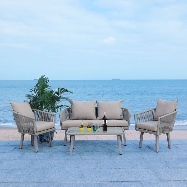 SAFAVIEH Outdoor Belmi 4piece Rope Patio Set