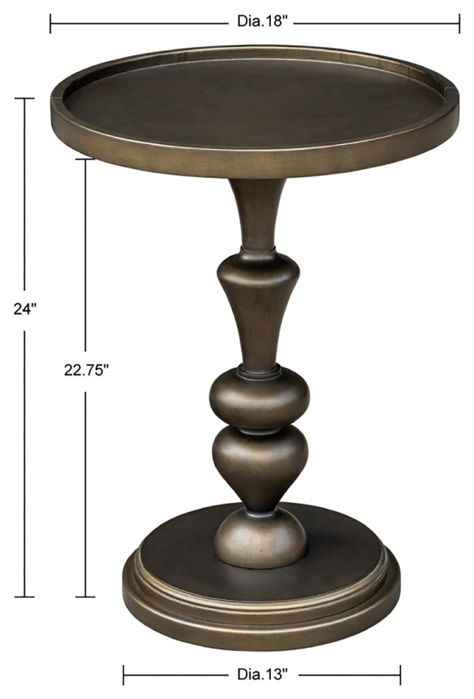 Del Mar Bronze Pedestal Round Accent Table for Small Space   Traditional   Side Tables And End Tables   by Olliix  Houzz