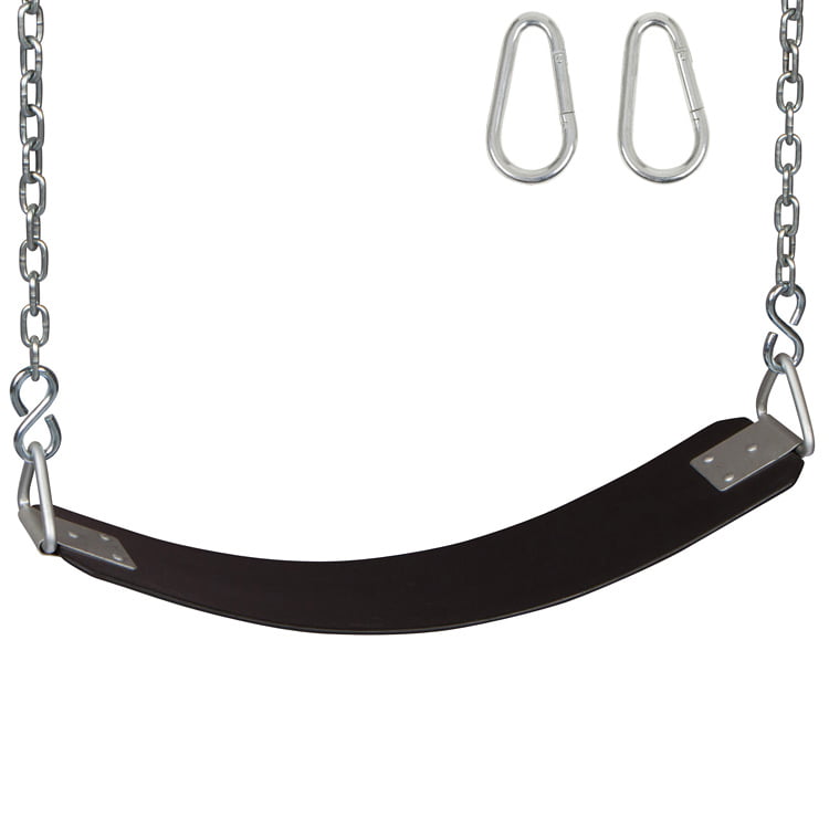 Swing Set Stuff Inc. Commercial Rubber Belt Seat with Chains and Hooks (Black)