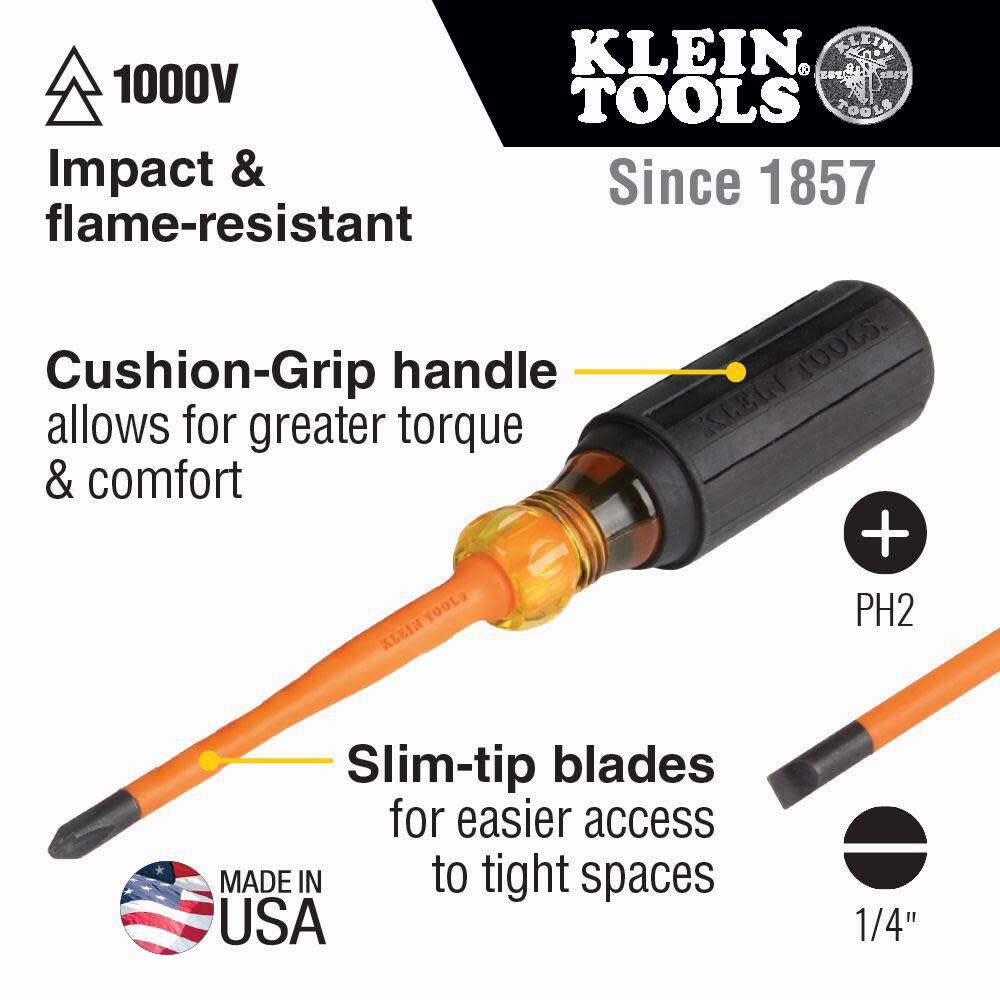 Klein Tools Slim-Tip Insul Screwdrivers 2-pc 33732INS from Klein Tools